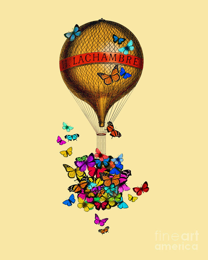 Butterfly Mixed Media - Colorful butterflies balloon by Madame Memento