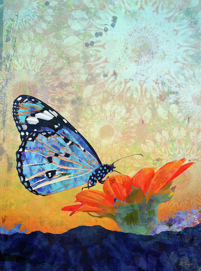Colorful Butterfly Garden Art Painting by Sharon Cummings