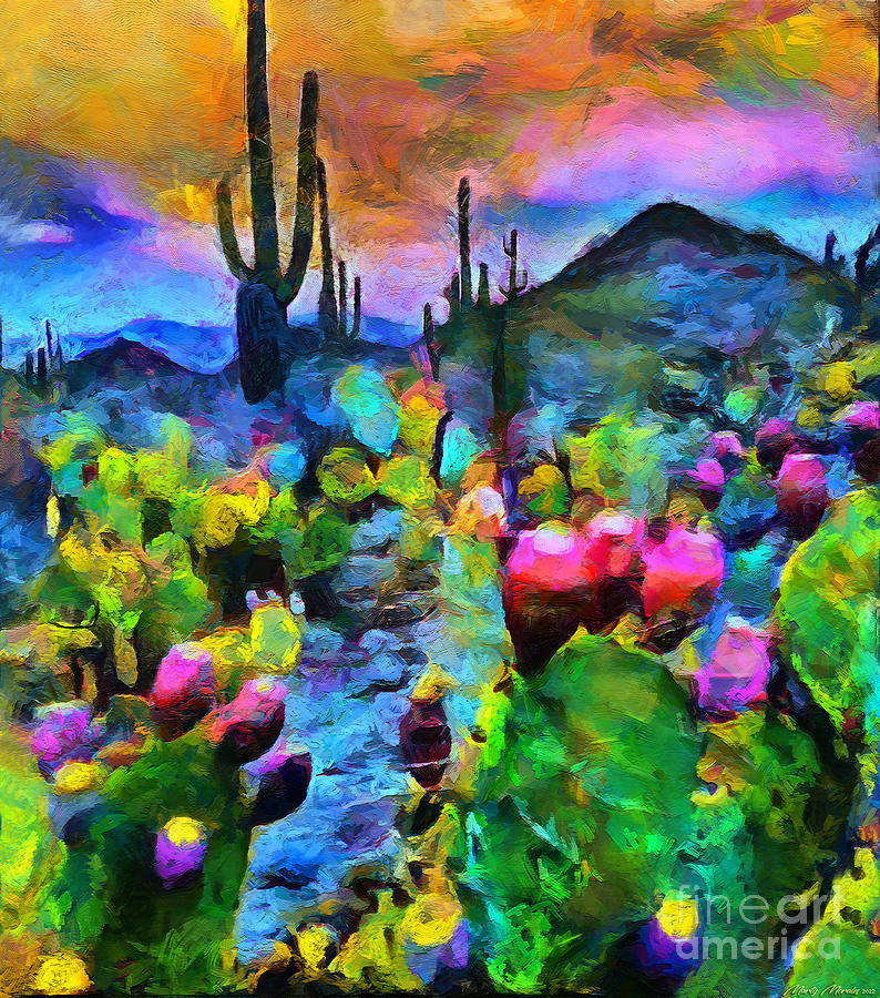 Colorful Cactus V5 Mixed Media by Marty's Royal Art - Pixels