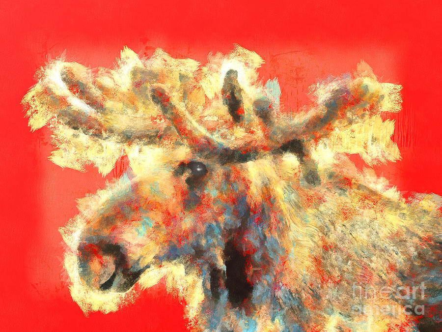 Colorful canadian abstract moose Painting by Stefano Senise