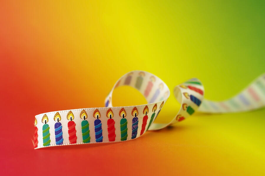 Colorful Candles Ribbon on Rainbow Background Photograph by Adrienne Bresnahan
