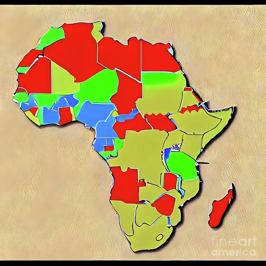 Colorful Cartography-A Vibrant Journey Through Africa Painting by Caleb 