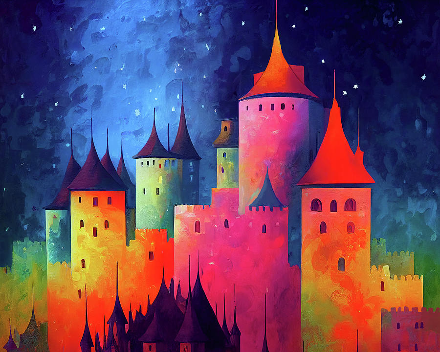 Colorful Castle Dreams - Abstract Digital Art by Mark Tisdale