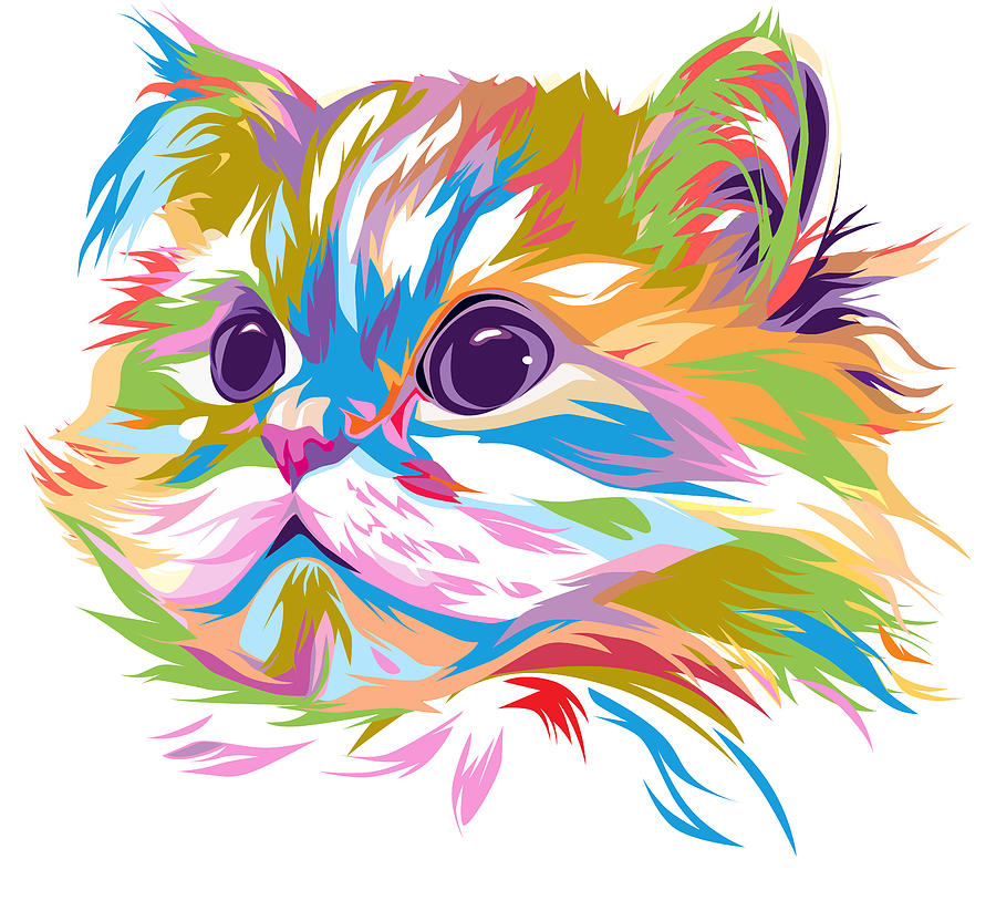 Download Colorful Cat Face Drawing By Nur Kholis