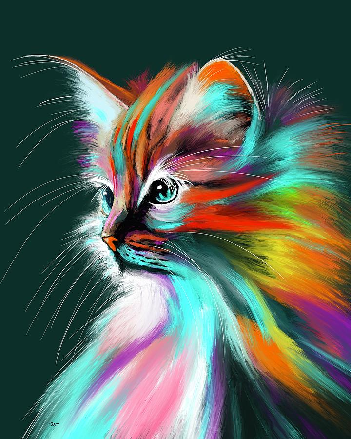 Colorful Cat Digital Art by Mark Ross