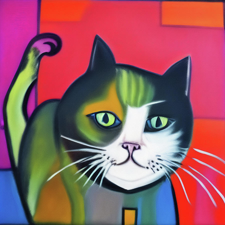 Colorful cat Digital Art by Tatiana Travelways