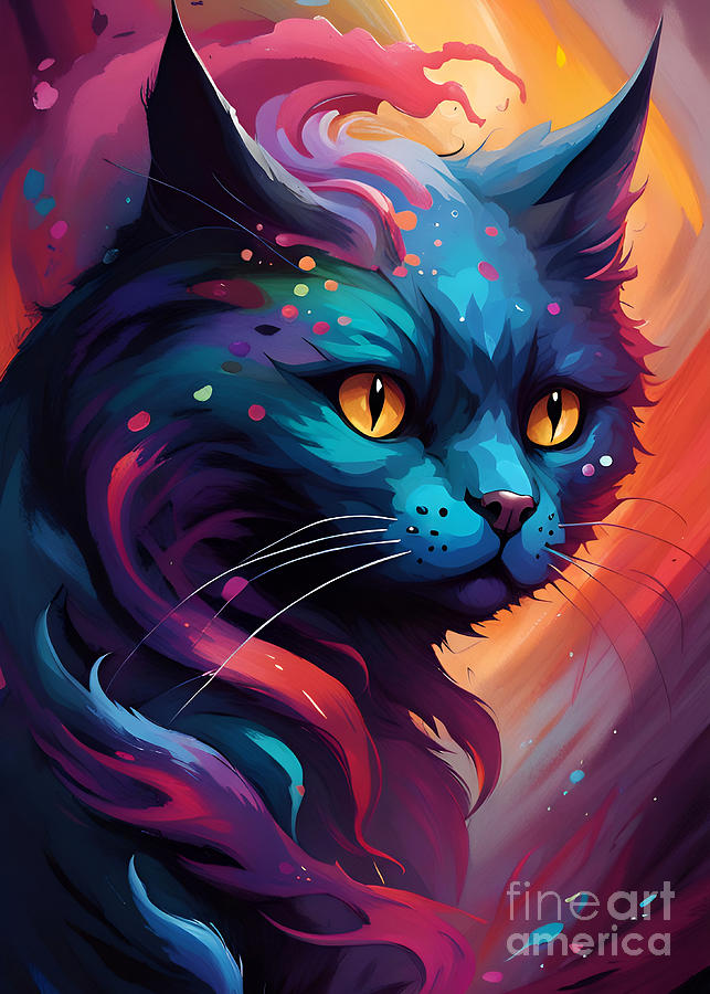 Colorful Cat V Digital Art by Munir Alawi