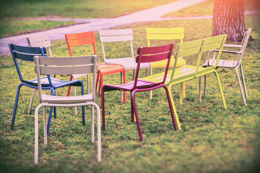 Colorful Chairs Harvard Yard Cambridge Massachusetts  Photograph by Carol Japp