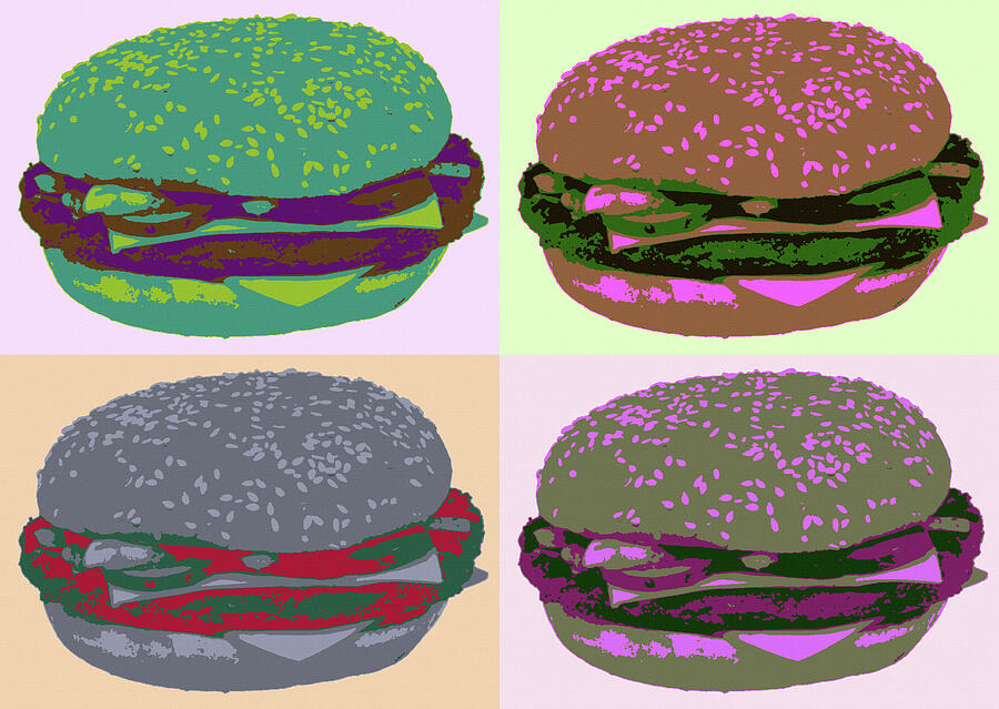 Colorful Cheesburgers Pop-Art Digital Art by Shelli Fitzpatrick Colorful Cheesburgers Pop-Art Digital Art by Shelli Fitzpatrick