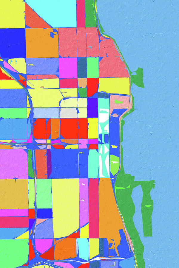 Colorful Chicago Map Painting by Dan Sproul