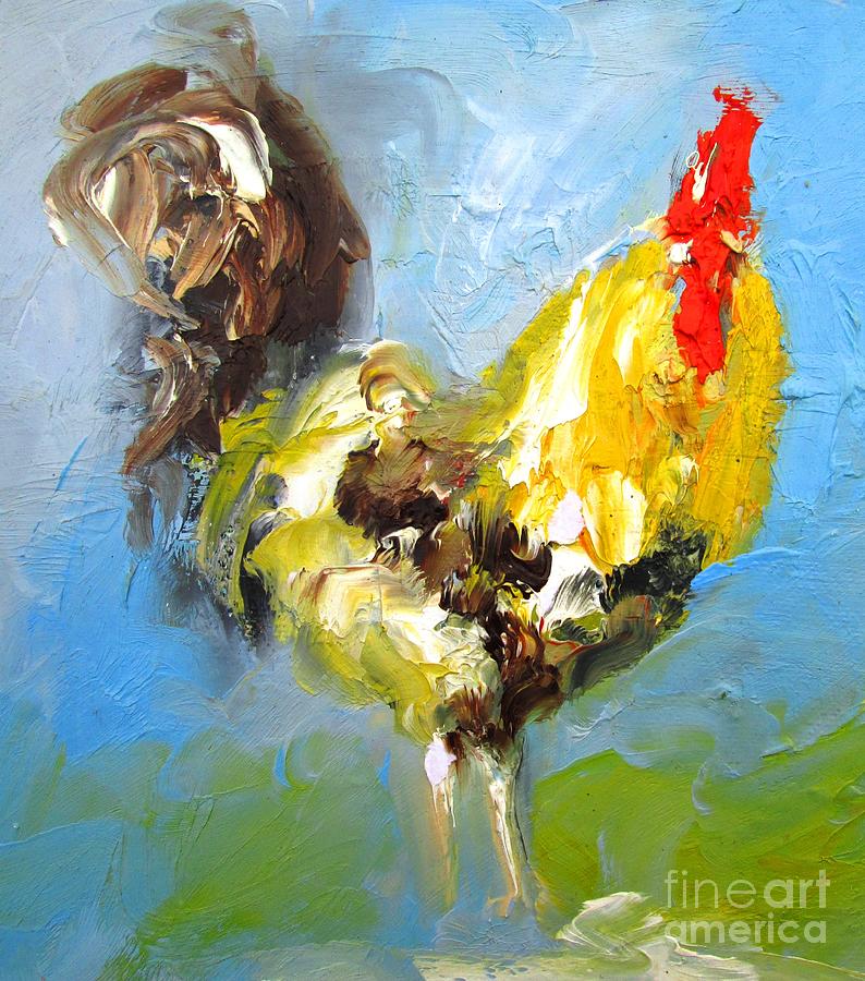 Colorful chicken paintings Painting by Mary Cahalan Lee - aka PIXI
