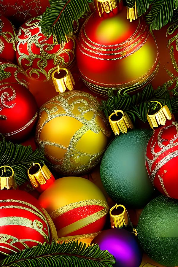 Colorful Christmas Ornaments  Digital Art by Beverly Read