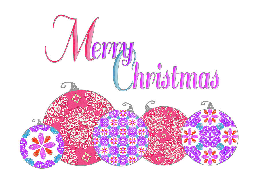 Colorful Christmas Ornaments Card Digital Art by Marianne Campolongo