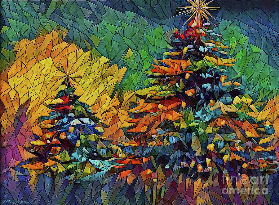 Colorful Christmas Trees V1 Mixed Media by Martys Royal Art