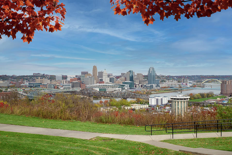 Cincinnati Photograph - Colorful Cincinnati Skyline by Ed Taylor