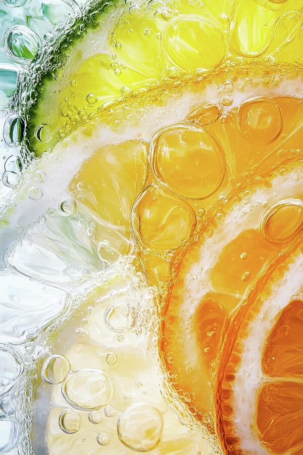 Colorful Citrus Slices in Sparkling Water Digital Art by Matthias Hauser Colorful Citrus Slices in Sparkling Water Digital Art by Matthias Hauser