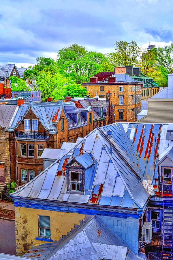 Colorful City View - Quebec City - Photo by Lucie Dumas Mixed Media by Lucie Dumas