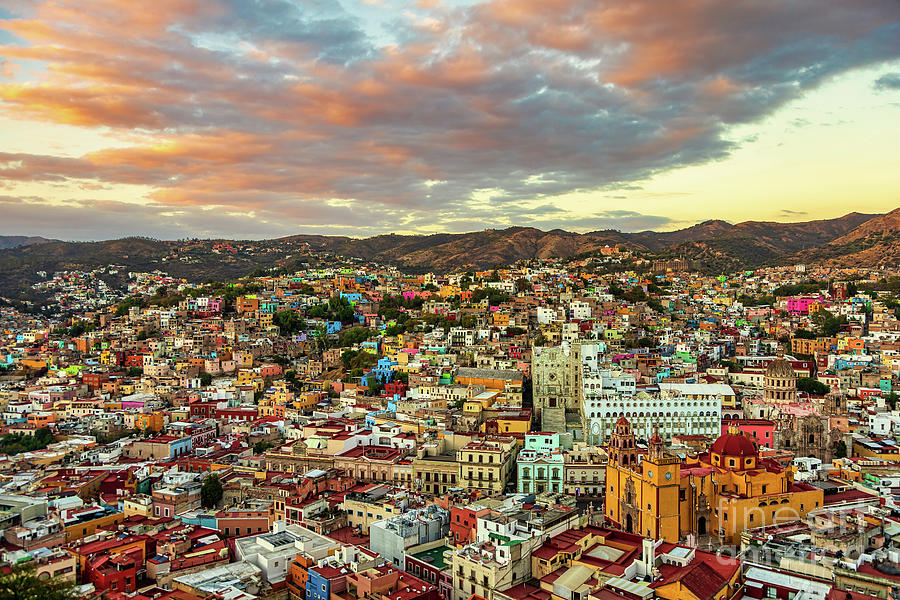 Colorful Cityscape Sunset of Guanajuato, Mexico Photograph by Sam Antonio
