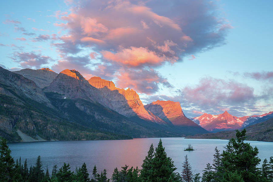Colorful Clouds over St. Mary Lake Photograph by Jack Bell
