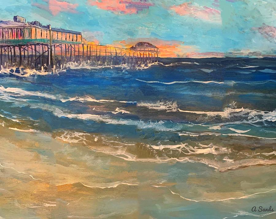 Colorful Cocoa Beach Pier Sunrise Painting by Anne Sands