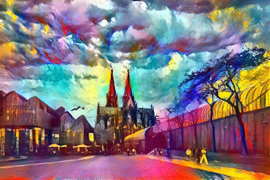 Colorful Cologne Cityscape Digital Art By Art Couple Cologne Fine Art America 9476