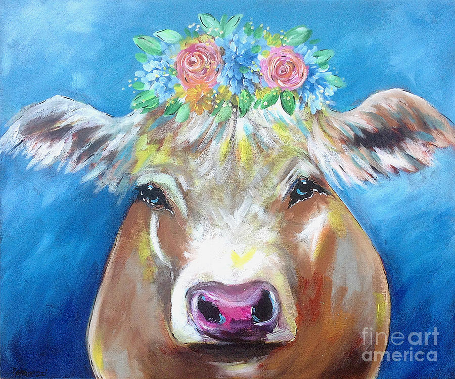 Colorful Cow Painting by Bella Apollonia
