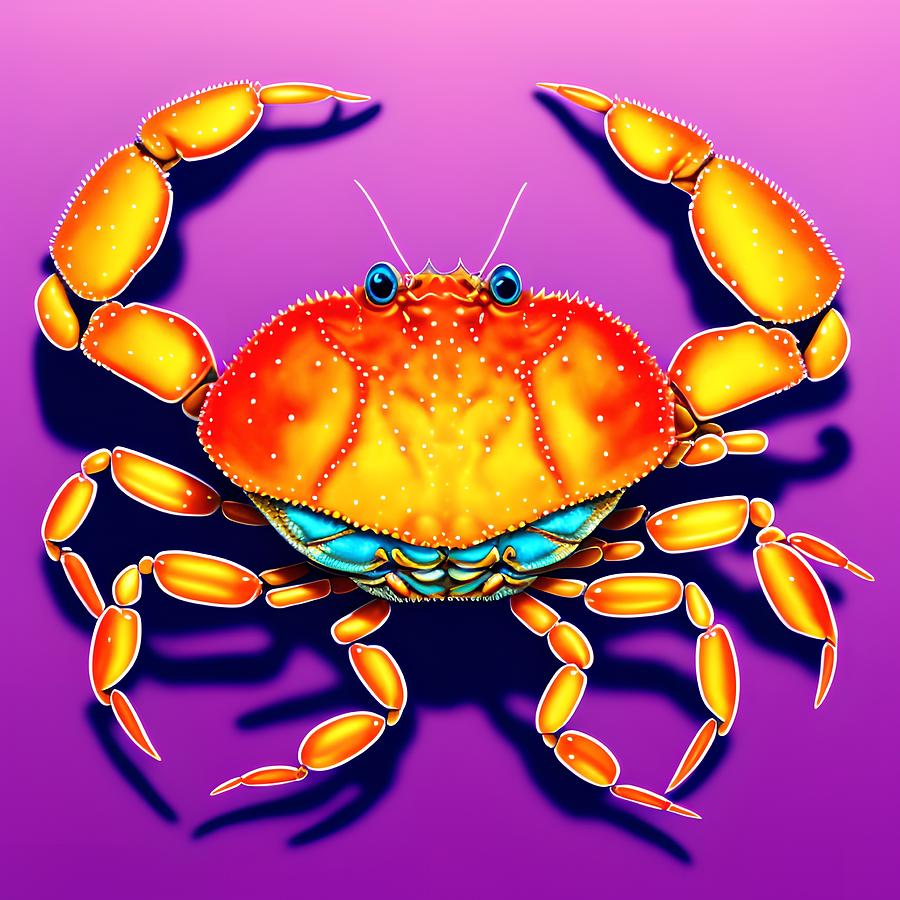 Colorful Crab Generative Ai Illustration Digital Art By Miroslav