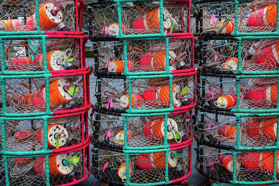 Astoria Photograph - Colorful Crab Pots on Dock by Robert Potts