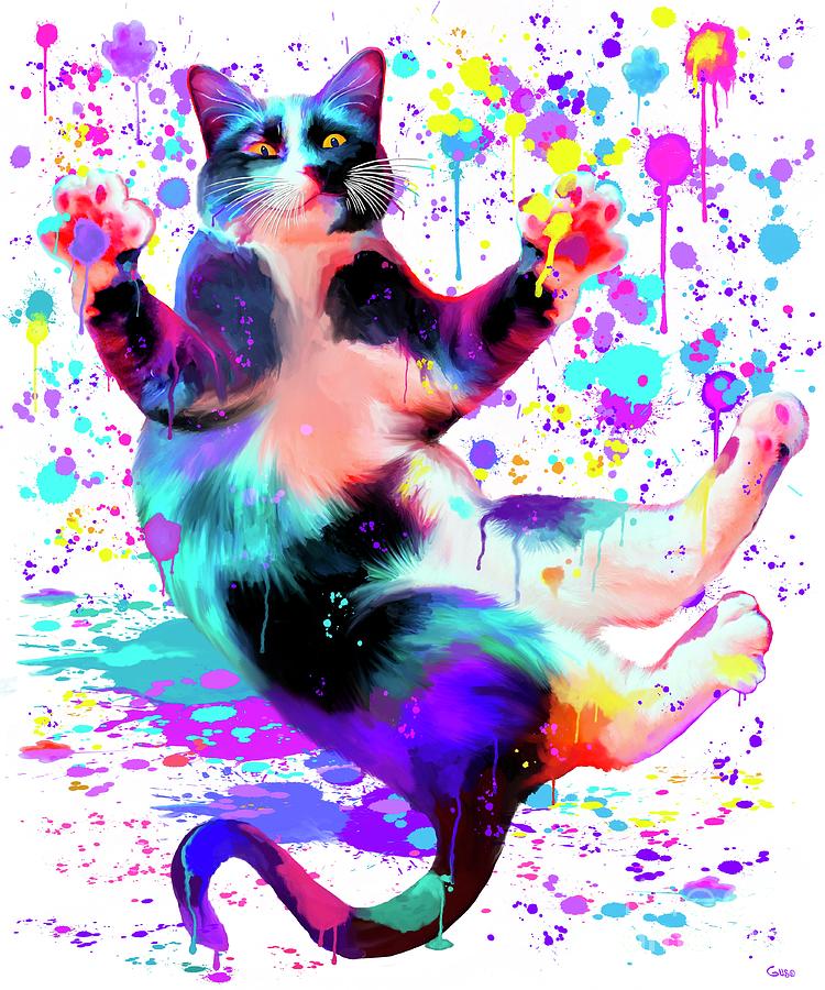 Colorful Curious Cat Digital Art