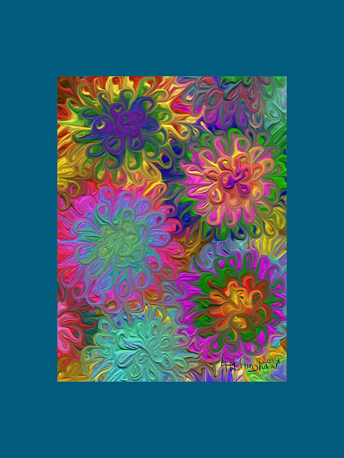 Colorful Curly Mums Painting by Lisa Hinshaw