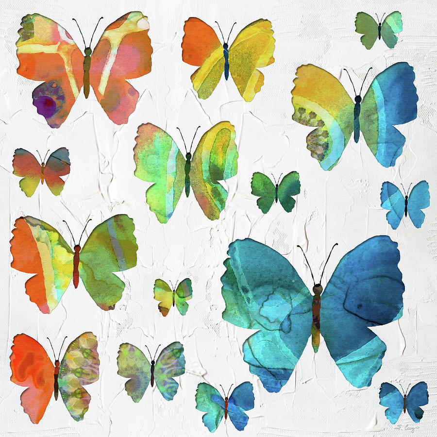 Colorful Dancing Butterflies Art Painting by Sharon Cummings