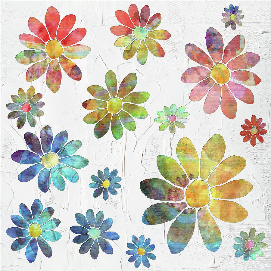 Colorful Dancing Flowers Art Painting by Sharon Cummings