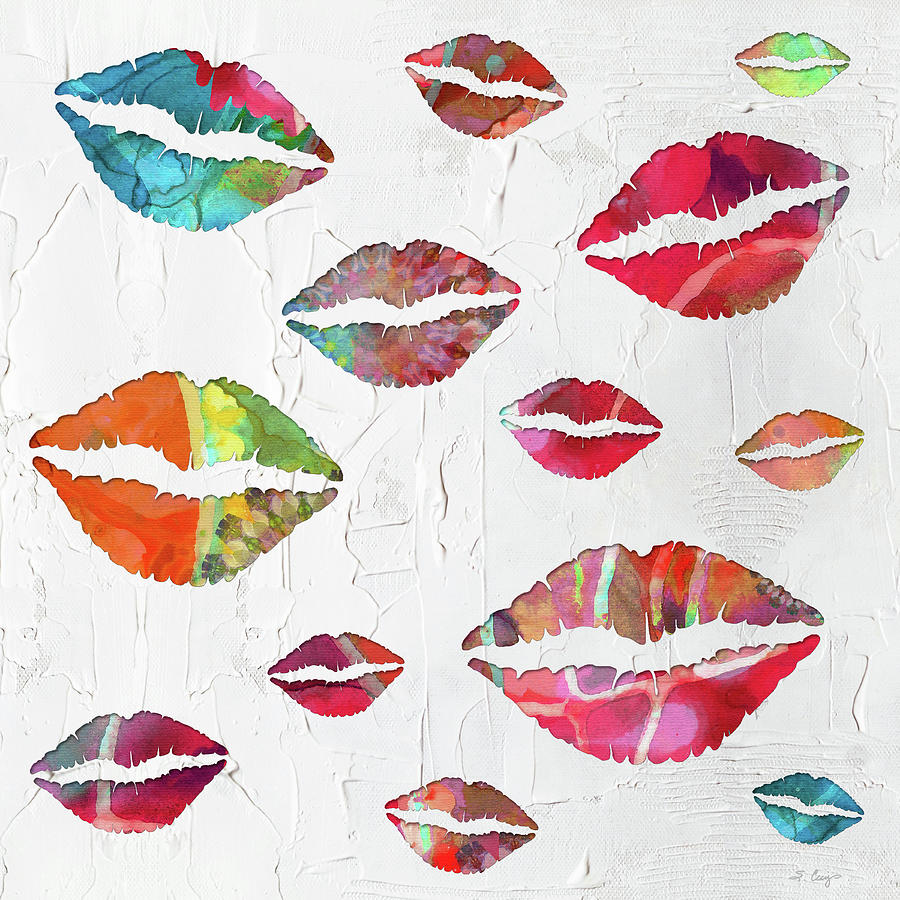 Colorful Dancing Lips Art Painting by Sharon Cummings