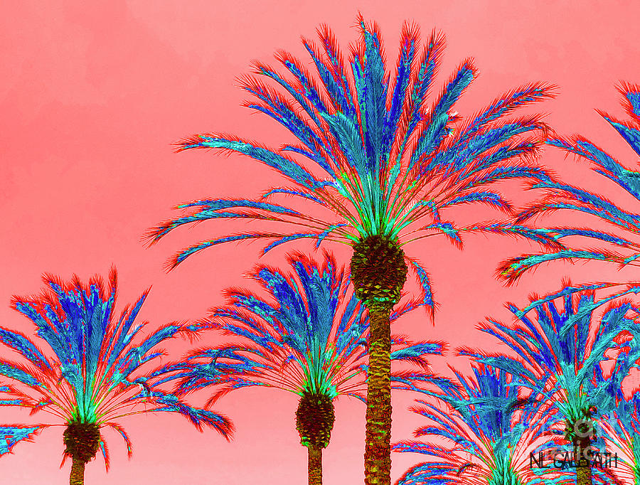 Nature Digital Art - Colorful Date Palms in pink by NL Galbraith
