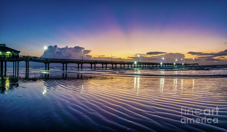 Colorful Dawn Port Aransas Pier Photograph by Bee Creek Photography - Tod and Cynthia