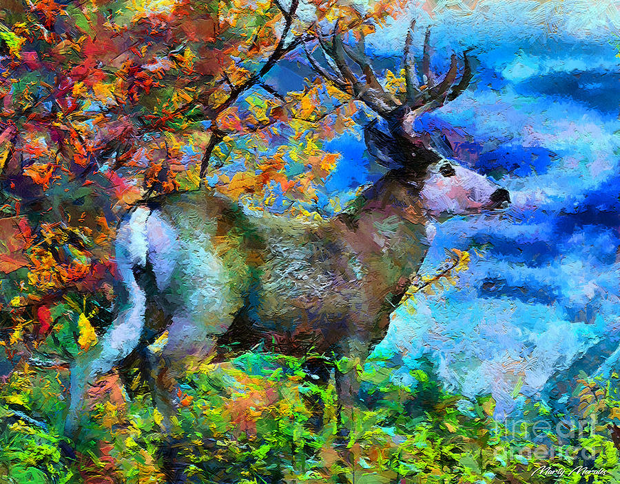 Colorful Deers V2 Mixed Media by Martys Royal Art
