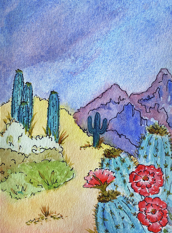 Colorful Desert Landscape Painting by Deborah League