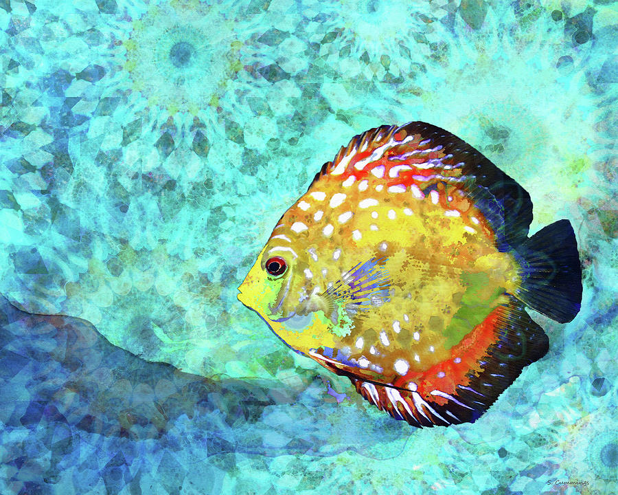 Colorful Discus Fish - Fresh Water Painting by Sharon Cummings