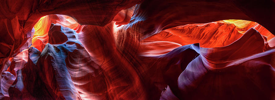 Colorful Display Of Light In Antelope Canyon - Panoramic Collage Photograph by Gregory Ballos