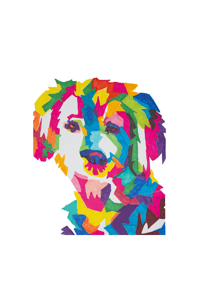 Colorful Dog Design Drawing by Ali Baucom
