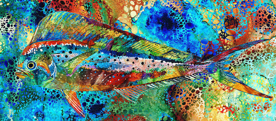 Fish Painting - Colorful Dolphin Fish - Hidden Gem by Sharon Cummings