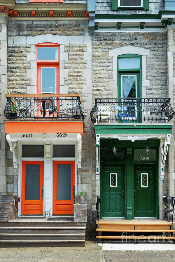 Architecture Photograph - Colorful doors in Montreal by Delphimages Photo Creations