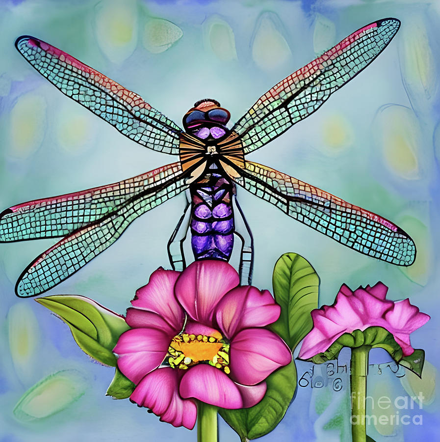 Colorful Drangonfly Digital Art by Debra Miller