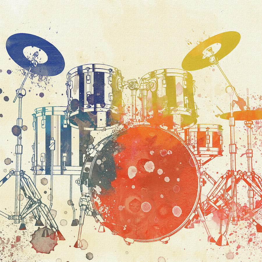 Drum Painting - Colorful Drum Set by Dan Sproul