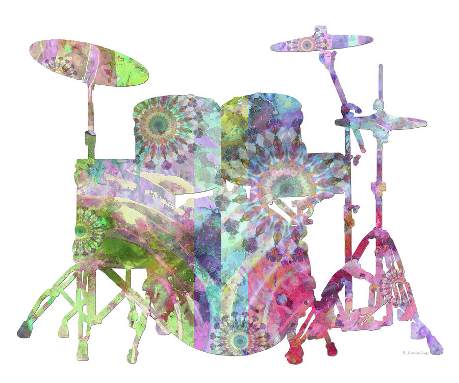Colorful Drums Fresh Color Music Art Painting by Sharon Cummings