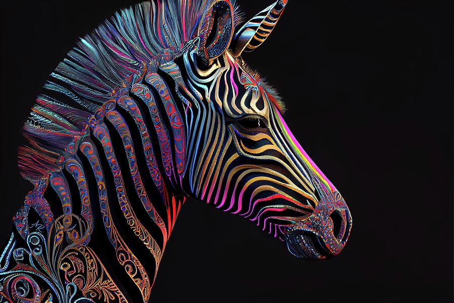 Colorful EDS Zebra Digital Art by Adrian Reich