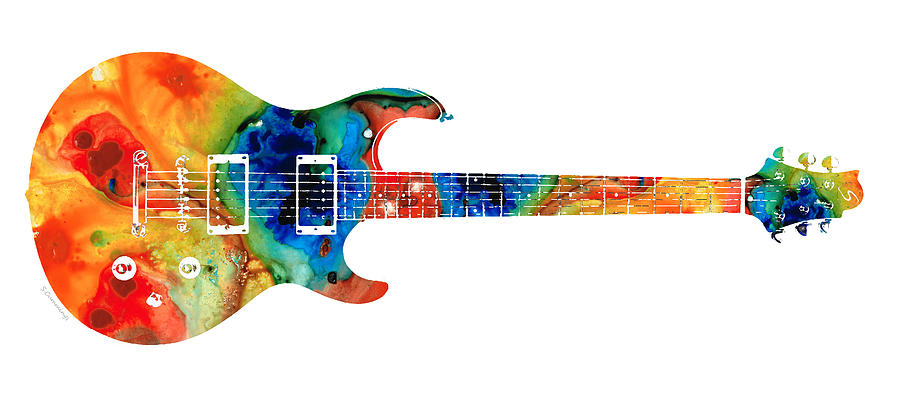Guitar Painting - Colorful Electric Guitar 2 - Abstract Art By Sharon Cummings by Sharon Cummings