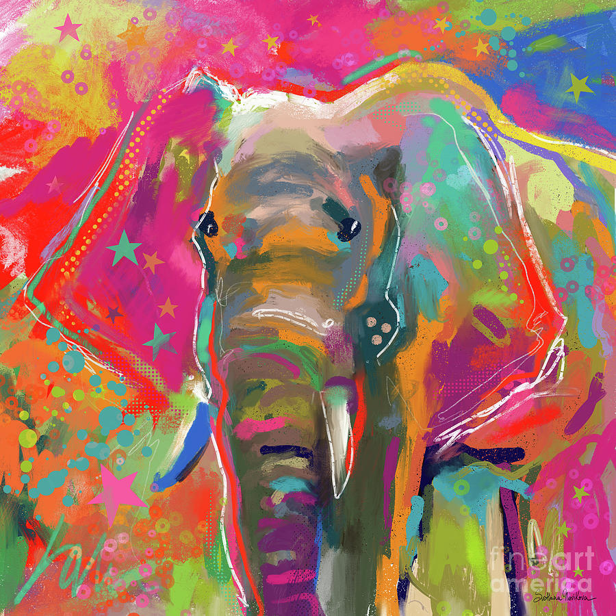 Colorful Elephant Art Painting by Svetlana Novikova