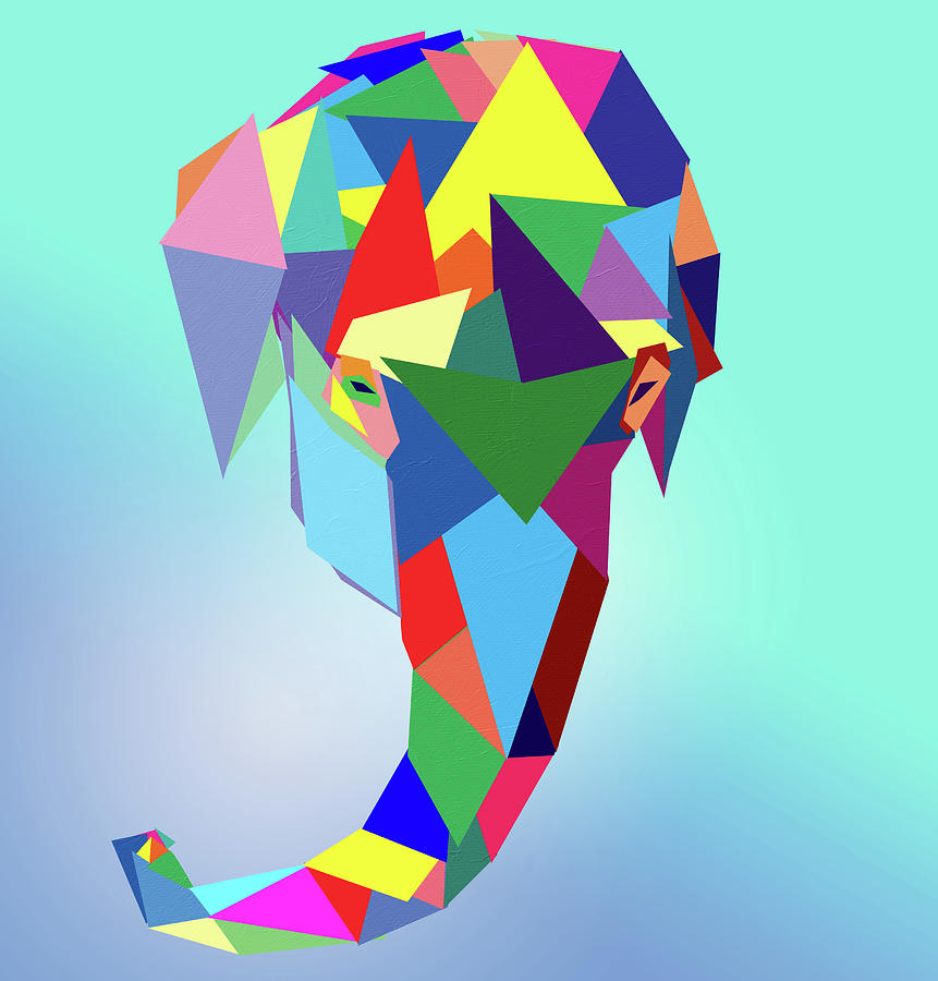 Colorful Elephant Head Digital Art by Dan Sproul
