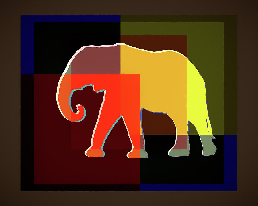 Colorful Elephant Modern Abstract Mixed Media by Dan Sproul